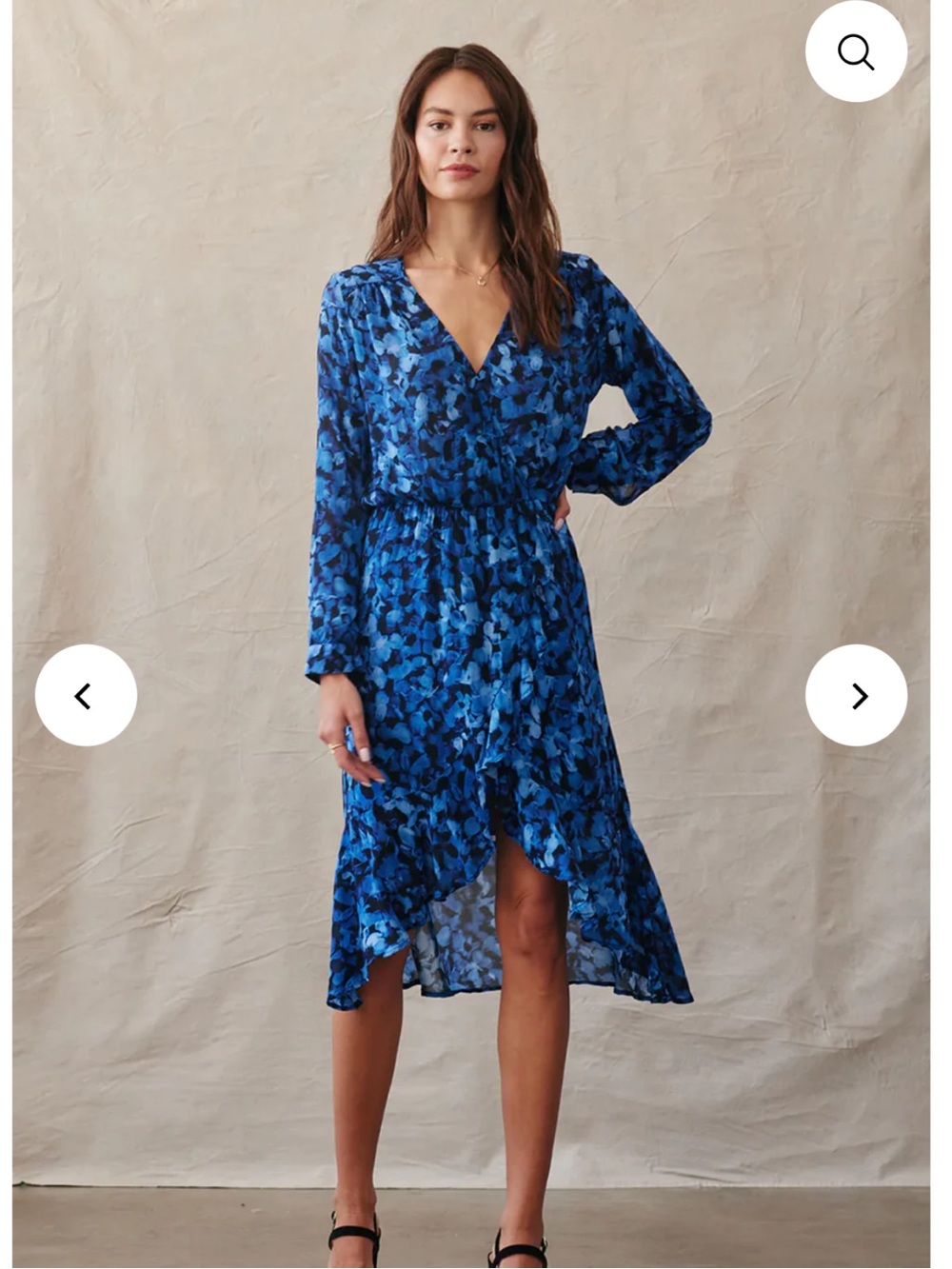 Bella Dahl Blue Floral High-Low V-Neck Dress